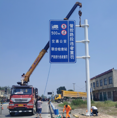 大庆双悬臂标志杆、交通标志杆制作、门架立柱加工厂家